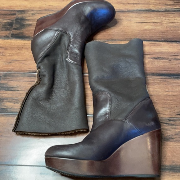 Stewart weitzman brown wedge faux fur boots - Picture 8 of 12